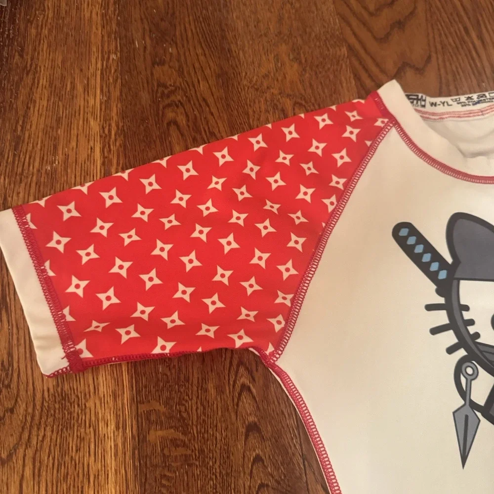 Hello Ninja Rash Guard by Sneaky Artistry Kids Youth L Swim Top Martial Arts Fun